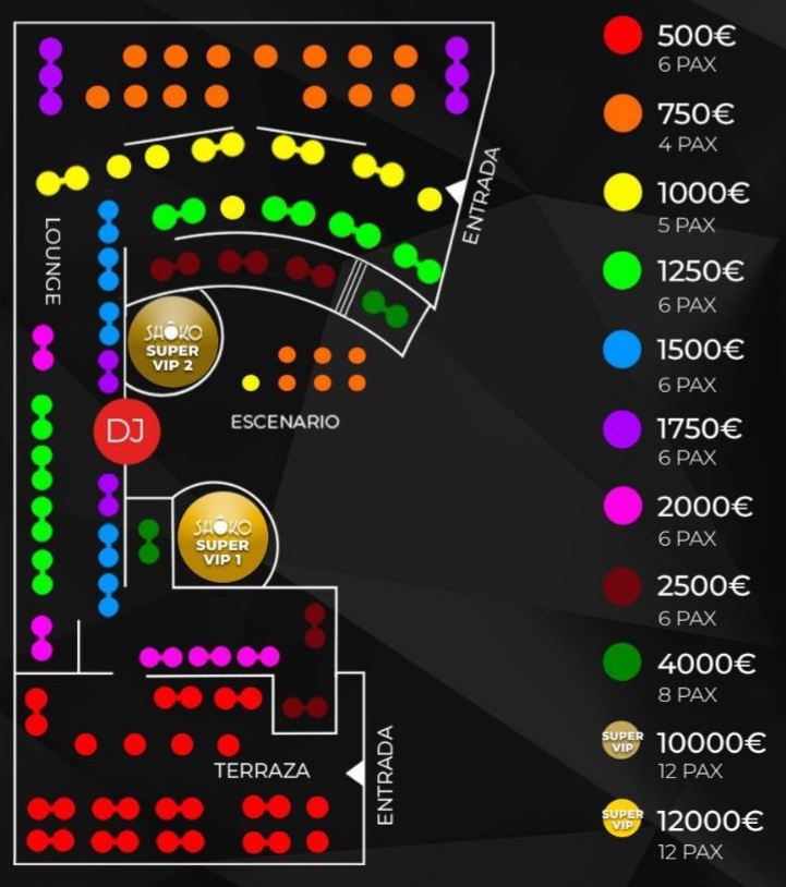 shoko barcelona mesas vip
